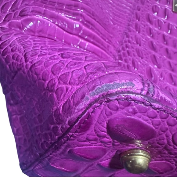 Brahmin Carla Fushsia Croc Embossed Leather Tote Purse Pink Shopper Shoulder Bag - Picture 14 of 16